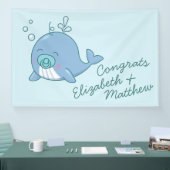 Niedlich Whale Baby Shower Kawaii Boy Blue Banner (Messe)