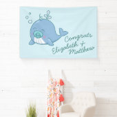 Niedlich Whale Baby Shower Kawaii Boy Blue Banner (InSitu)
