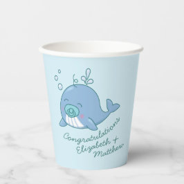 Niedlich Whale Baby Shower Kawaii Boy Blue Pappbecher