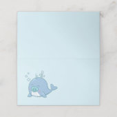 Niedlich Whale Baby Shower Kawaii Boy Blue Platzkarte (Außenseite Aufgefaltet)