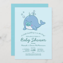 Niedlich Whale Baby Shower Kawaii Einladung Boy Bl