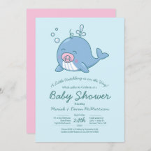 Niedlich Whale Baby Shower Kawaii Einladung Girl P