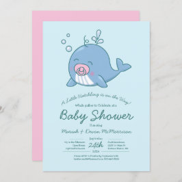 Niedlich Whale Baby Shower Kawaii Einladung Girl P