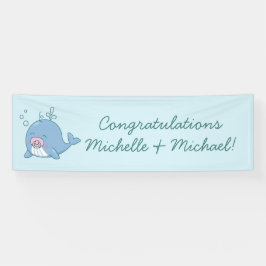 Niedlich Whale Baby Shower Kawaii Girl Pink Banner