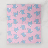 Niedlich Whale Baby Shower Kawaii Girl Pink Platzkarte (Innenseite Aufgefaltet)