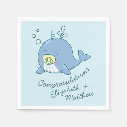 Niedlich Whale Baby Shower Kawaii Serviette (Vorderseite)