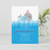 Niedlich Whale Boy Baby Dusche Einladung (Stehend Vorderseite)