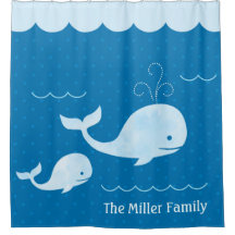 Niedlich Whale Family Blue Underwater Dots