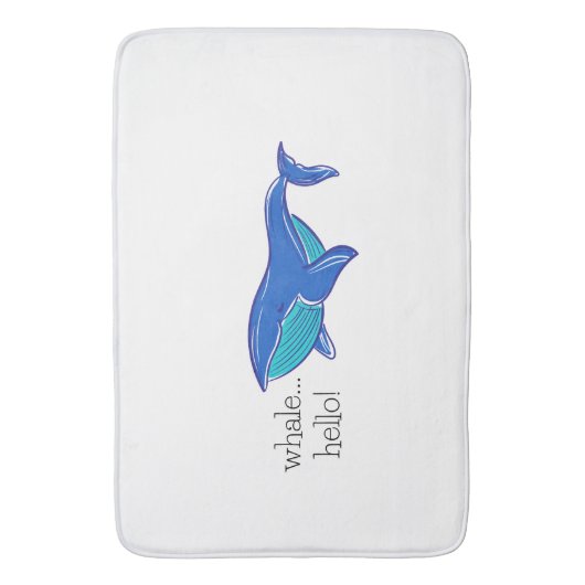 Niedlich Whale Hello Blue Bath Mat Badematte (Vorderseite Vertikal)