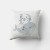Niedlich Whale Modern Baby Boy Name Monogram Kissen (Rückseite)