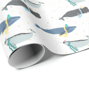 Niedlich Whale Narwhal Winter Geburtstagskinder Geschenkpapier