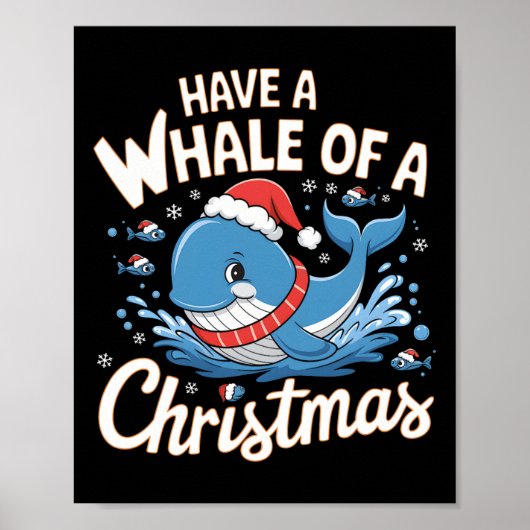 Niedlich Whale Santa Christmas Ocean Tier Lover Ho Poster (Vorne)