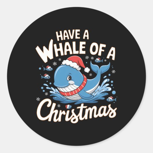 Niedlich Whale Santa Christmas Ocean Tier Lover Ho Runder Aufkleber (Vorderseite)