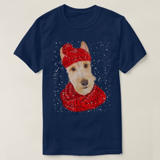 Niedlich Wheaten Scottish Terrier Dog Xmas Hat Sca T-Shirt (Design vorne)