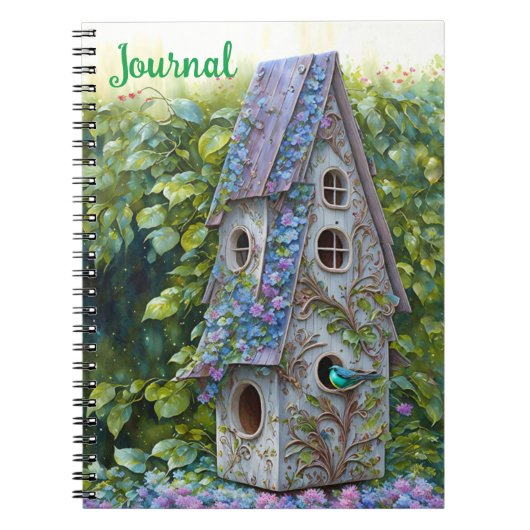 Niedlich Whimsical Birdhouse Art Journal Notizblock (Vorderseite)