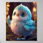 Niedlich Whimsical Blue Bird Glitzer Feathers Kind Poster (Vorne)