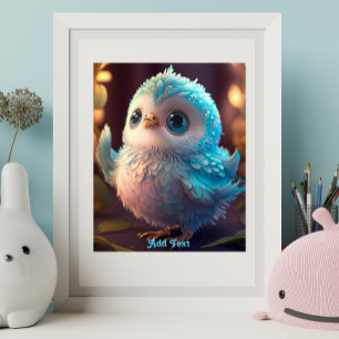 Niedlich Whimsical Blue Bird Glitzer Feathers Kind Poster