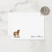 Niedlich Whimsical Brown Pony Script Horids Mitteilungskarte (Vorderseite/Rückseite Beispiel)