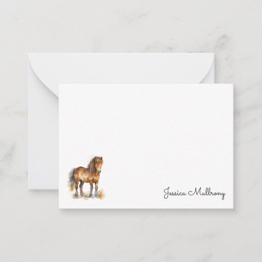 Niedlich Whimsical Brown Pony Script Horids Mitteilungskarte (Vorderseite)