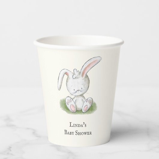 Niedlich Whimsical Bunny Baby Dusche Pappbecher (Vorderseite)