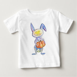 Niedlich Whimsical Bunny Holding a Pumpkin Baby T-shirt