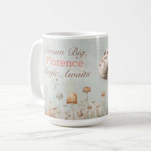 Niedlich Whimsical Dreamy Mushroom Fairy Personali Kaffeetasse (Vorderseite Links)