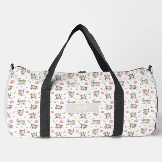 Niedlich Whimsical Funny Gym Cat Duffle Bag (Vorderseite)