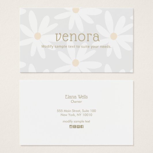 Niedlich Whimsical Gray Daisy Floral (Vorne & Hinten)