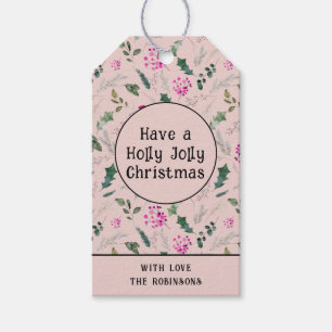 Niedlich Whimsical Holly Jolly Weihnachten Geschenkanhänger