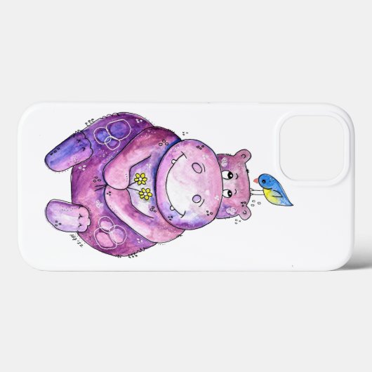 Niedlich Whimsical Lila Hippo Case-Mate iPhone Hülle (Rückseite (Horizontal))