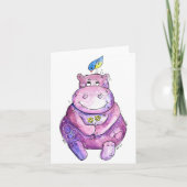 Niedlich Whimsical Lila Hippo Karte (Vorderseite)