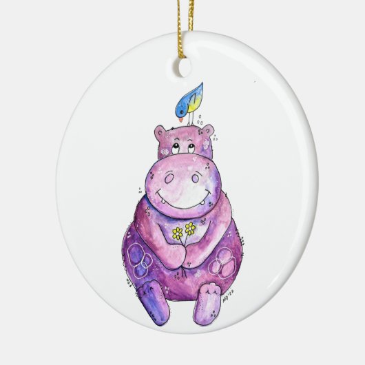 Niedlich Whimsical Lila Hippo Keramik Ornament (Links)