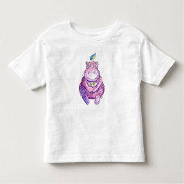 Niedlich Whimsical Lila Hippo Kleinkind T-shirt