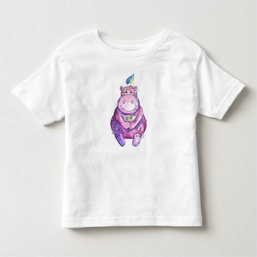 Niedlich Whimsical Lila Hippo Kleinkind T-shirt (Vorderseite)