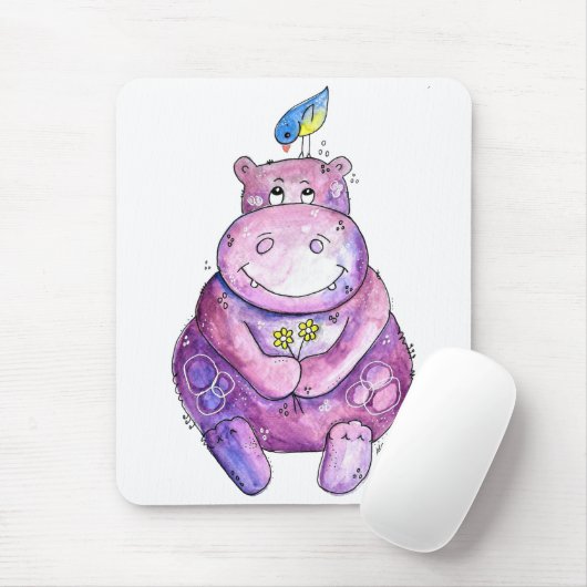 Niedlich Whimsical Lila Hippo Mousepad (Mit Mouse)