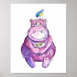 Niedlich Whimsical Lila Hippo Poster