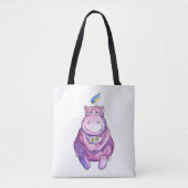 Niedlich Whimsical Lila Hippo Tasche (Vorderseite)