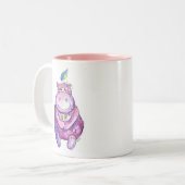 Niedlich Whimsical Lila Hippo Zweifarbige Tasse (Vorderseite Links)