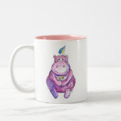 Niedlich Whimsical Lila Hippo Zweifarbige Tasse (Links)