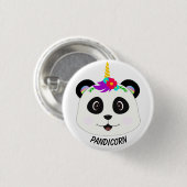 Niedlich Whimsical Panda Unicorn Pandicorn Button (Vorne & Hinten)