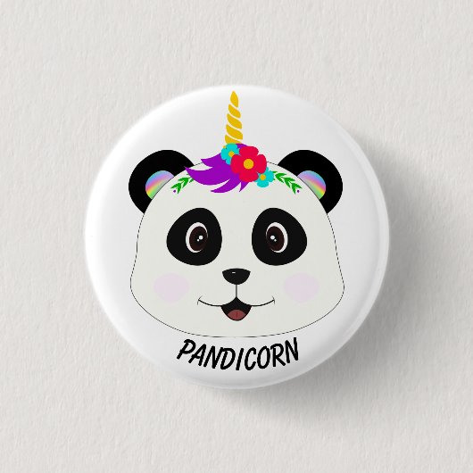 Niedlich Whimsical Panda Unicorn Pandicorn Button (Vorderseite)