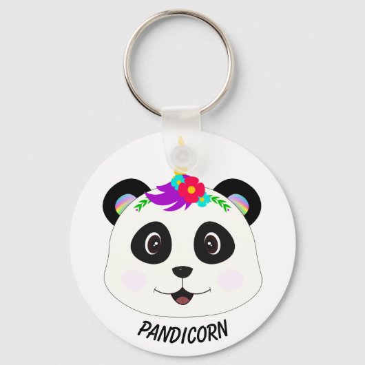 Niedlich Whimsical Panda Unicorn Pandicorn Schlüsselanhänger (Vorderseite)
