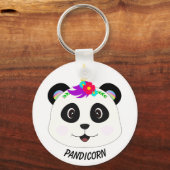 Niedlich Whimsical Panda Unicorn Pandicorn Schlüsselanhänger (Rückseite)