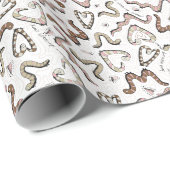 Niedlich- & whimsical Pink Heart Worm ing Wishings Geschenkpapier (Rolleneckpunkt)