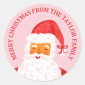 Niedlich Whimsical Pink Rot Frohe Weihnachten Weih Runder Aufkleber (Vorderseite)