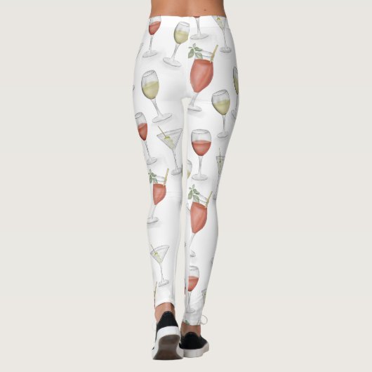 Niedlich Whimsical Watercolor Cocktail Drinks Spaß Leggings (Rückseite)