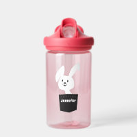 Niedlich Whimsical White Bunny Kids Name Cartoon
