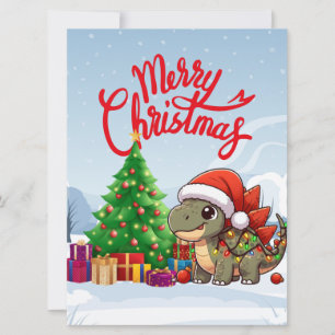 Niedlich/Whimsisches Weihnachtsstegosaurus Feiertagskarte