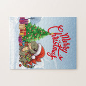 Niedlich/Whimsisches Weihnachtsstegosaurus Puzzle (Horizontal)
