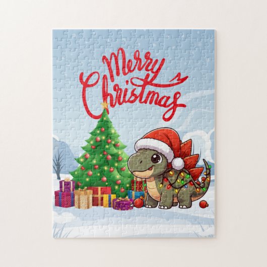 Niedlich/Whimsisches Weihnachtsstegosaurus Puzzle (Vertikal)